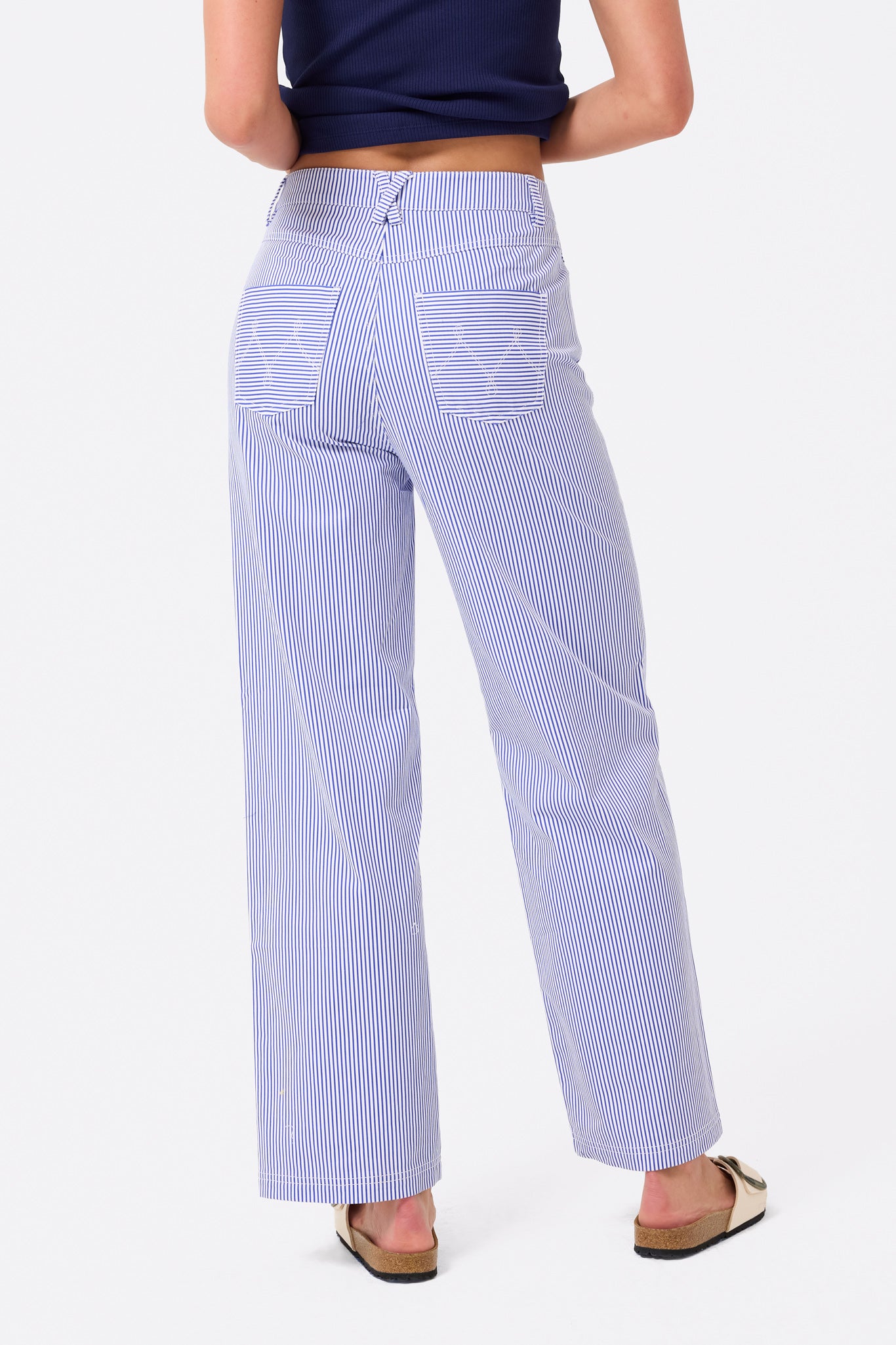 Twill Pajama Pants - Light blue/striped - Ladies