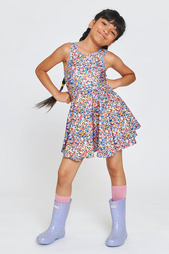 Girls Skater Dress in Rainbow Nonpareils