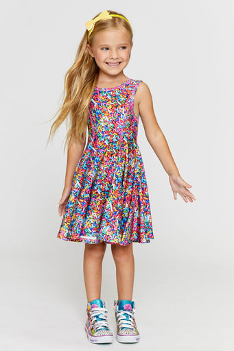 Girls Skater Dress in Rainbow Sprinkles