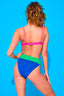 Banded High Waisted Swim Bottom in Electric Blue and Spring Green