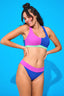 Rouched Sport Bikini Top in Bougainvillea and Electric Blue