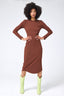 Long Sleeve Rib Dress in Cafe