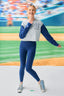 Yankees Colorblock Raw Hem Gems Cropped Crew in Navy