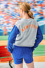 Mets Colorblock Raw Hem Gems Cropped Crew in Blue