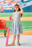 Mets Kids Skater Dress in Rainbow Monogram