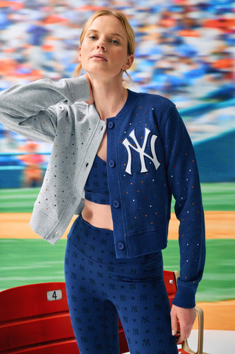 Yankees Colorblock Gems Crop Chili Cardigan