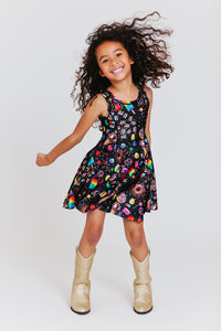 Toddler Skater Dress in Black Candy Spill