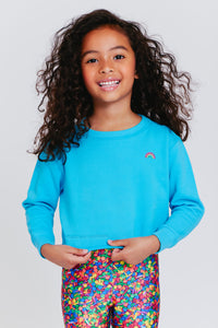 Toddler Raw Hem Cropped Crew in Curacao