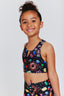 Kids Sports Bra in Black Candy Spill