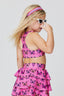 Kids Sports Bra in Pink Halftone Butterfly