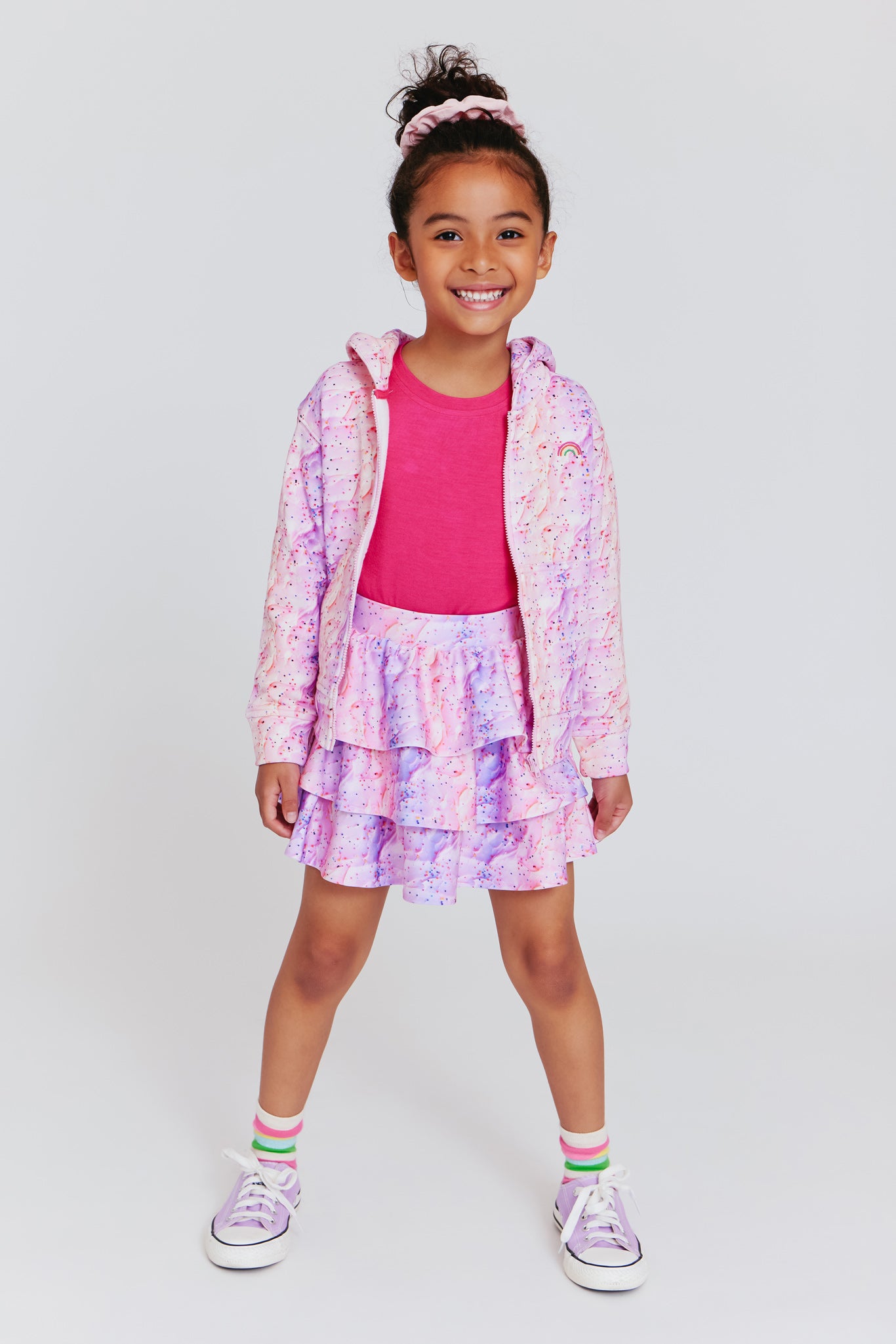 Girls Tiered Skirt in Tie Dye Frosting – Terez.com