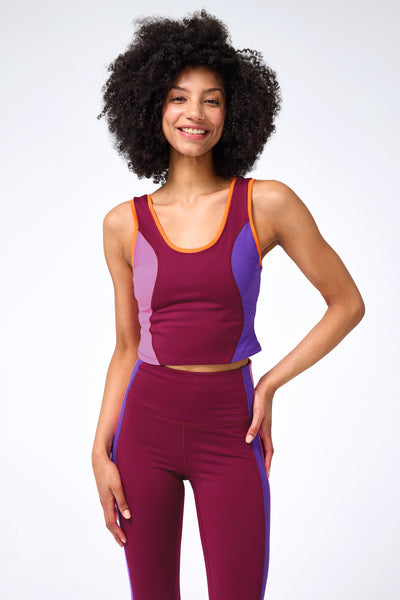 TLC Side Stripe Colorblock Leggings in Black Raspberry –