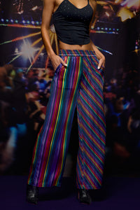Silk Pant in Rainbow Stripe