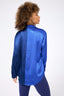 Colorblock Silk Button Down in Electric Blue and Navy