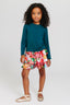 Girls Hi-Shine Tiered Skirt in Cookie Collage