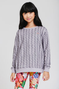 Kids Crew in Silver Cable Knit