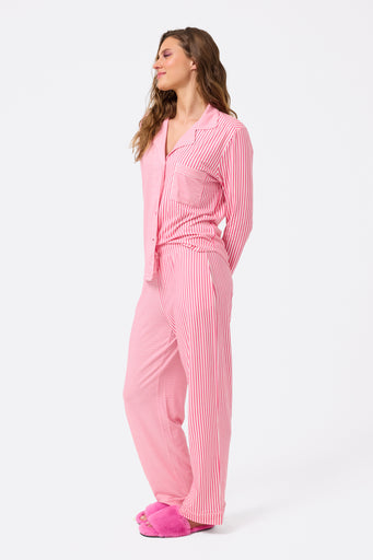 Pajama Set in Barbie Girl Pink Stripe