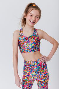 Girls Sports Bra in Rainbow Sprinkles