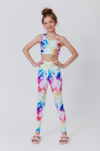 Girls Leggings in Rainbow Ice Dye