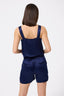 Silky Rouched Tank in Navy