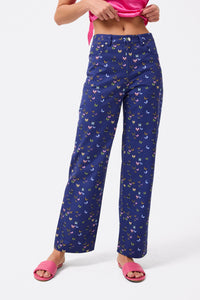 Twill Pant in Midnight Butterflies