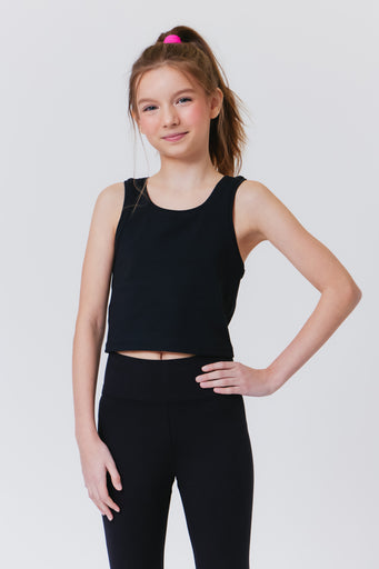 Girls TLC Crop Top in Jet Black