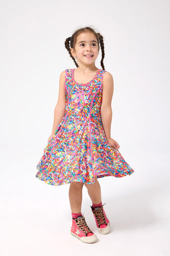 Yankees Girls Skater Dress in Rainbow Sprinkles