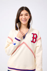 Red Sox Quarter Zip with Baseball Stitch