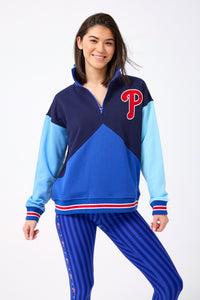 Phillies Colorblock Quarter Zip Sweatshirt in Team Colors