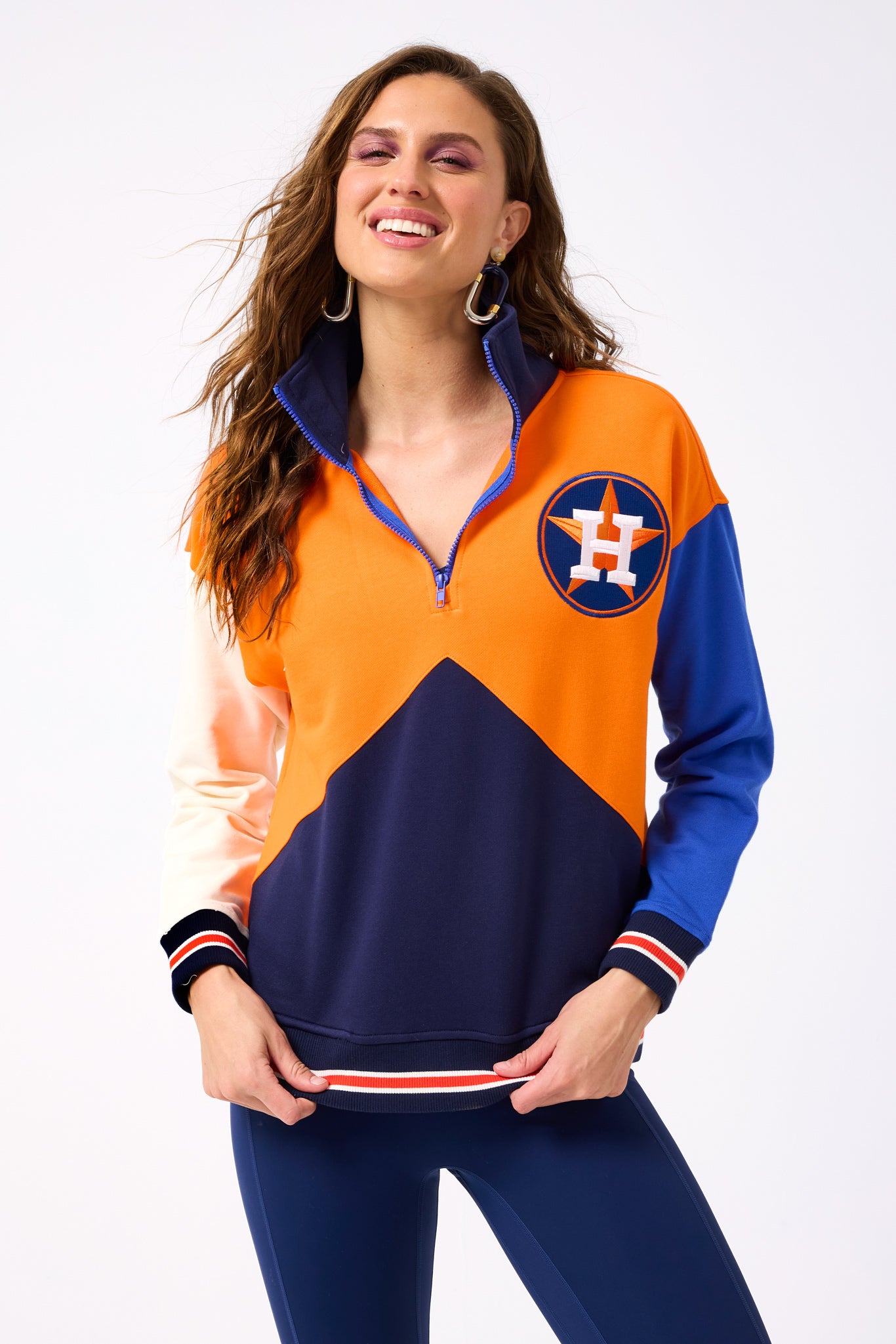 Astros Colorblock Quarter Zip Sweatshirt in Team Colors – Terez.com