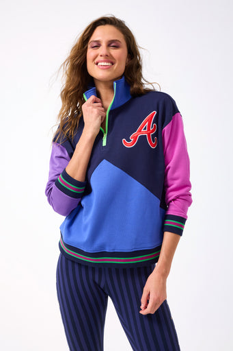 Braves Colorblock Quarter Zip Sweatshirt in Fashion Colors