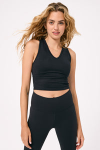 TLC Racer Crop Top in Jet Black