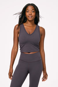 TLC Racer Crop Top in Mocha