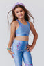 Girls Hi-Shine Sports Bra in Denim Paint Splatter