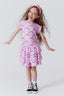 Girls Hi-Shine Tiered Skirt in Pink Bows