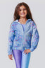 Girls Oversized Zip Hoodie in Denim Paint Splatter