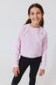 Girls Raw Hem Cropped Crew in Rose