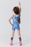 Girls Leotard in Denim Paint Splatter