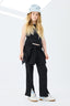 Girls Rib Split Flare Pant in Black