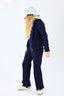 Girls Rib Split Flare Pant in Navy