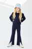 Girls Rib Split Flare Pant in Navy