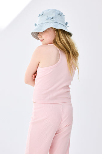 Girls Rib Tank in Rose