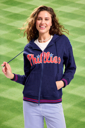 Phillies Gems Zip Up Hoodie in Navy Gems