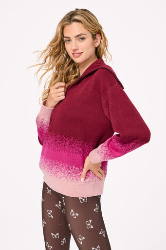 Ombre Quarter Zip Sweater in Bordeaux