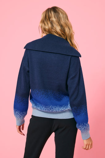 Ombre Quarter Zip Sweater in Navy