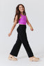 Girls Heart-Seamed Wide Leg Pant in Black