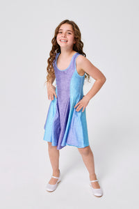 Girls Hi-Shine Skater Dress in Unicorn Glitter