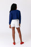 Girls Raw Hem Cropped Crew in Navy