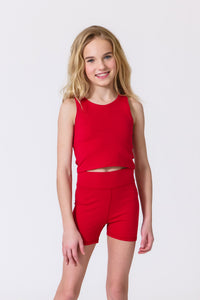 Girls TLC Crop Top in Super Hot Red