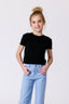 Girls Short Sleeve Lettuce Edge Tee in Black